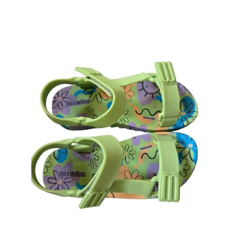 Mini Melissa Playtime Sandals Size US 13 Green Fun